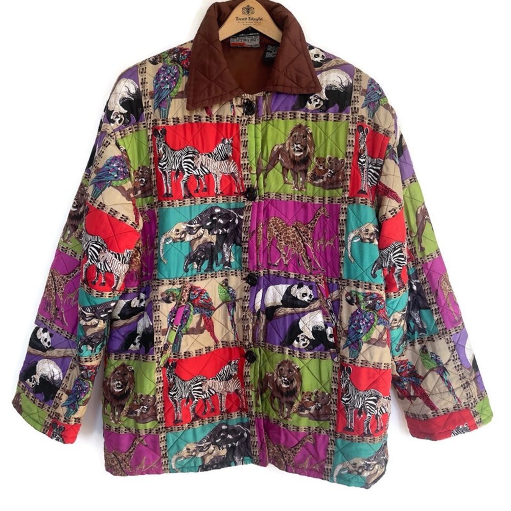Vintage Mureli 100% Silk Quilted Animal Print Jacket | Colorful Statement